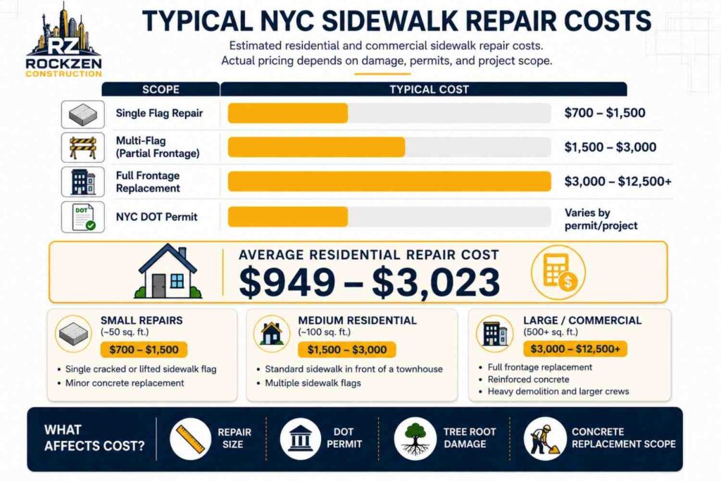 NYC Sidewalk repair cost 