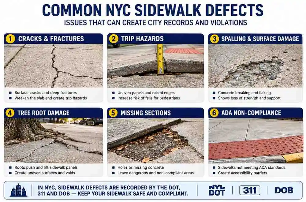 NYC sidewalk repair violation lookup